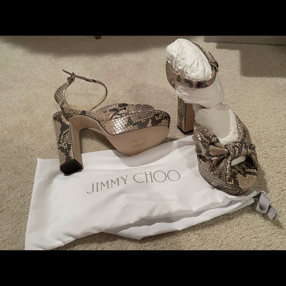 Jimmy Choo Heloise leather platform sandals 38/39